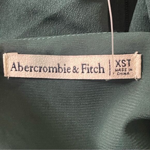 Abercrombie & Fitch XS Tall Long-Sleeve Front Tie Mini Dress Dark Teal - Picture 8 of 8